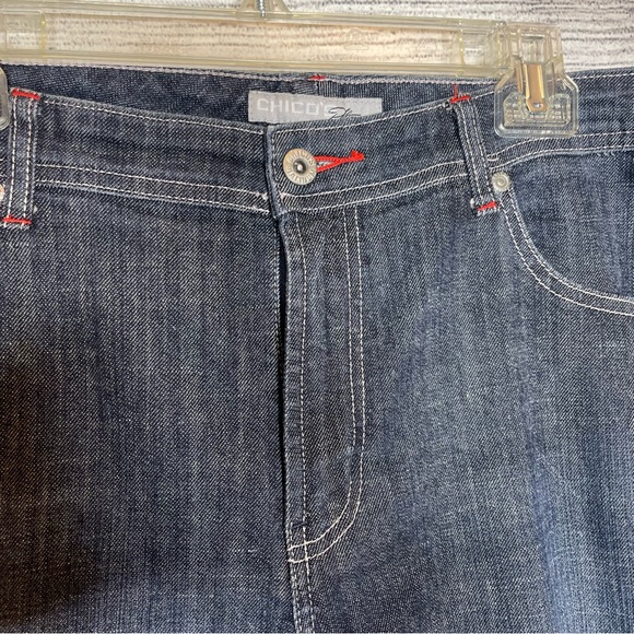 Chico's Platinum Stretch Dark Wash Metal Studded Back Pocket Design Sz 3… - Picture 8 of 9